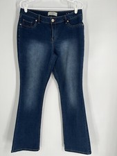 D.JEANS NEW YORK women's jeans size 12 blue boot cut stretch mid rise embroidery