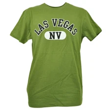 Las Vegas Sin City of Lights Olive Green Tshirt Tee Mens Short Sleeve Crew Neck