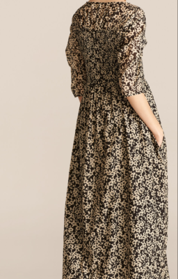 rebecca taylor ruched osaka dress $295 NWT REBECCA TAYLOR SzS 3/4 SLEEVE RUCHED OSAKA PRINT DRESS BLACK