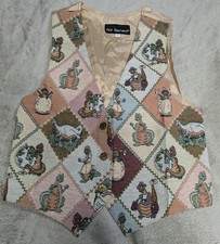 Vintage Nadia Embroidered DINOSAURS Tapestry Women's SMALL Grandmacore Vest NEW