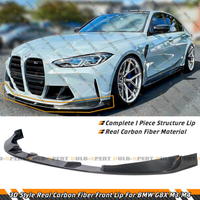 For 2021-2026 BMW G80 M3 G82 G83 M4 3D Style Real Carbon Fiber Front Bumper Lip