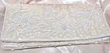 VINTAGE Envelope Purse Wedding Evening WHITE SATIN Sequins Beaded