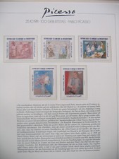 Pablo Ruiz Picasso / Mauritanie / tra gli altri L'Arlequin + Vase de Fleurs / foglio da collezione