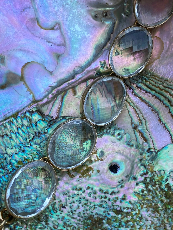 Charles Albert Faceted Oval Quartz Crystal & Alchemia Gold Handcrafted Bracelet - Image 3 of 4