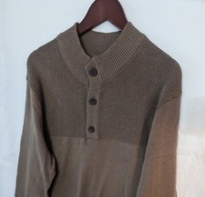 Club Room Men's Cotton Pullover Button Mock Neck Brown Sweater Size XL NWT