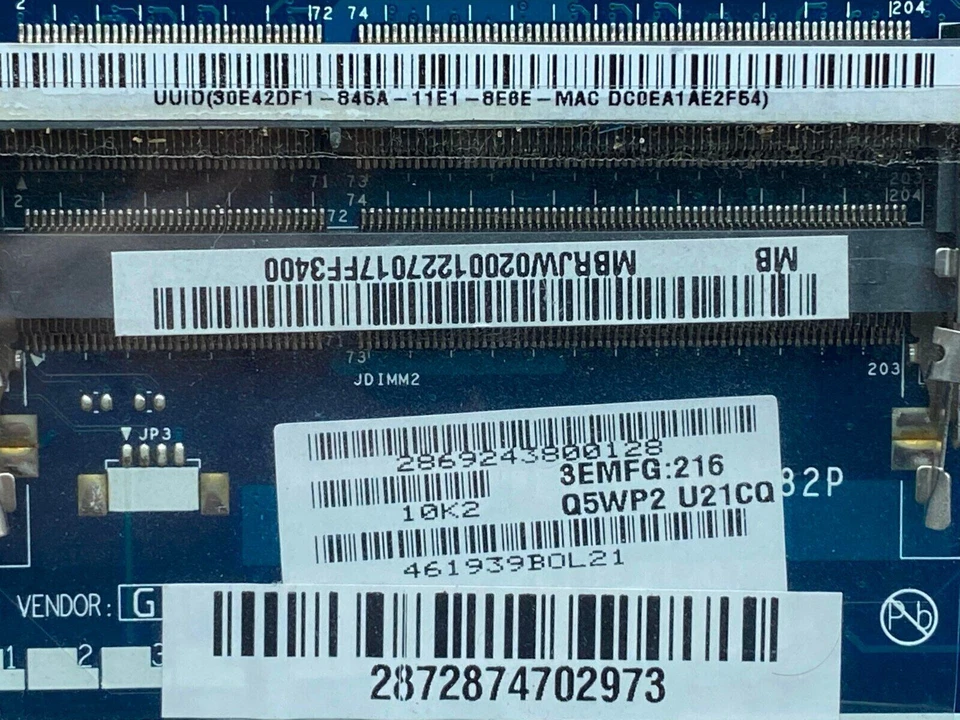 MBRJW02001 for 5742 5733 laptop motherboard PEW71 LA-6582P MBRJW02001 HM55 - Image 3 of 4