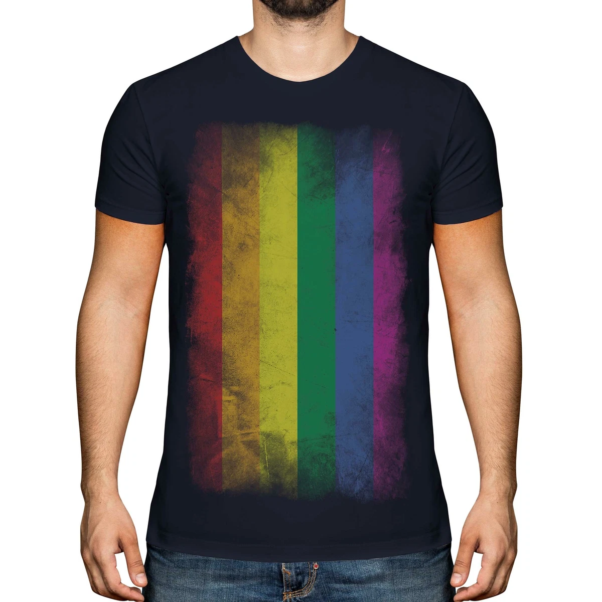 GAY PRIDE FADED FLAG MENS T SHIRT TEE TOP RAINBOW LGBT GIFT
