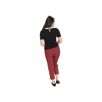 Hell Bunny RED Plaid TARTAN Cropped Capri's PIN-UP 50'S Retro Punk  Rockabilly