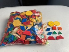 Geometric Shapes Educational Wood Pattern Blocks lot of 5lb's 400 Pieces