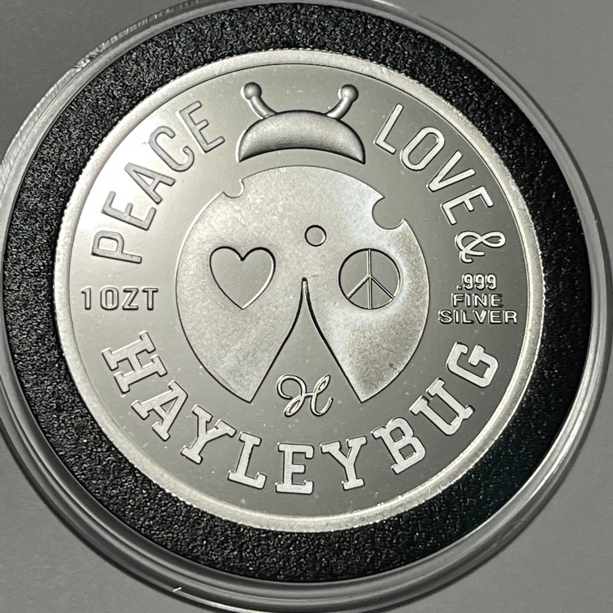 Peace Love & Hayleybug Lion Rare Coin 1 Troy Oz .999 Fine Silver