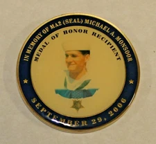 Michael Monsoor SEAL Team 3 MOH OIF Ramadi Battle Memorial  Navy  Challenge Coin