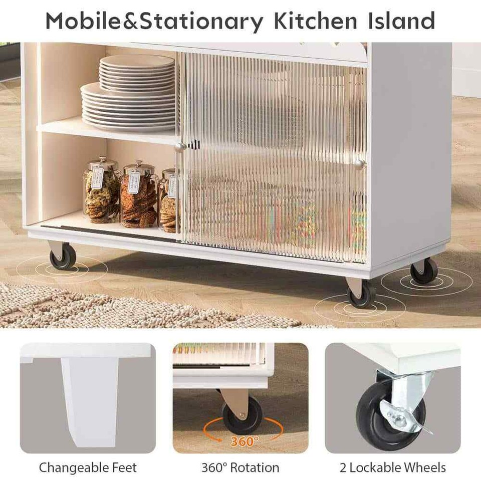 12Bottle White Rolling Kitchen Cart Wine Rack Kitchen Island Drop Leaf