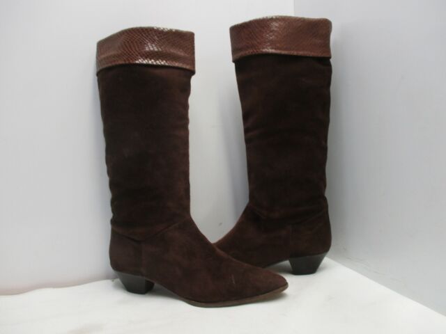 Italy Brown Suede Leather Mid Calf Fashion Boots Womens Size 7 AA Italy Brown Suede Leather Mid Calf Fashion Boots Womens Size 7 AA