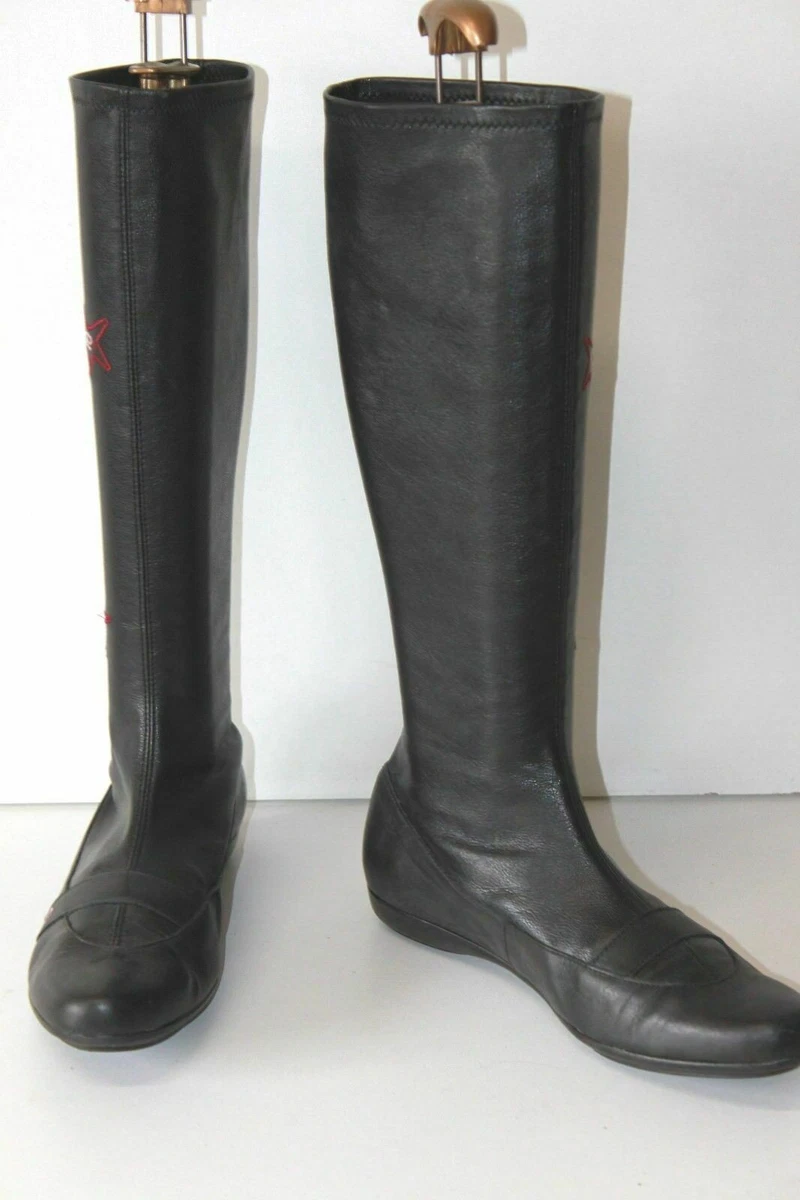 Bottes SAN MARINA En Cuir Noir à Clous - Pointure 39 - Talon 12.5cm - Occasion Bon état