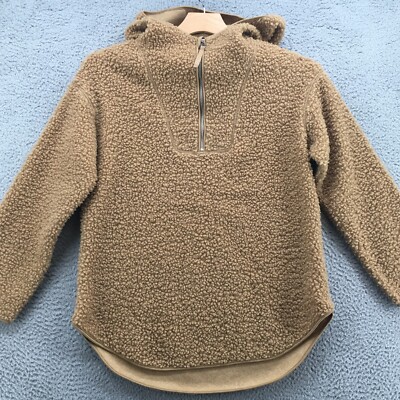 H&M Hoodie Fleece Sweater Mens S Brown Quarter Zip Long Sleeve