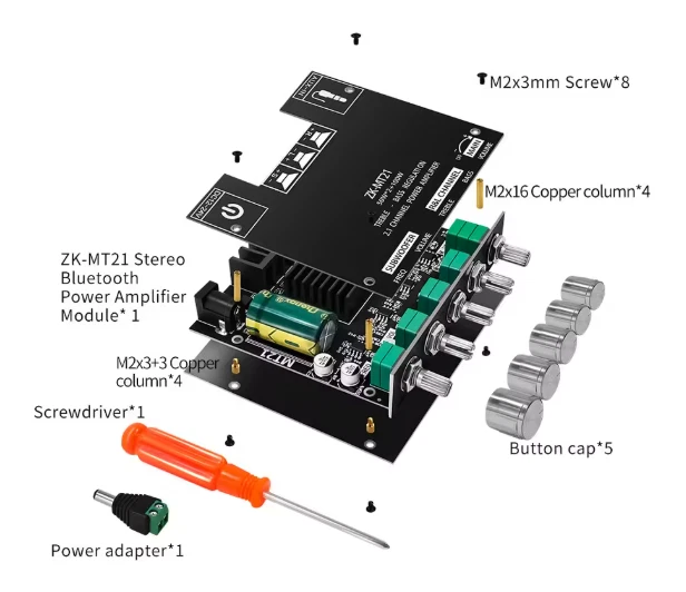 ZK-MT21 Bluetooth 5.0 cs8673e 5,0 Subwoofer-Verstärker platine 2x 50W + 100W - Bild 4 von 4