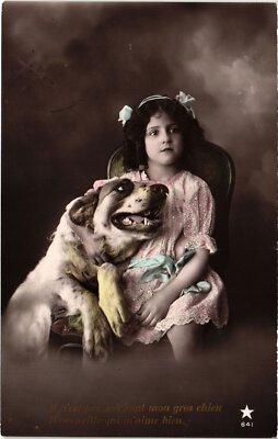 CPA AK Mädchen mit großem Hund HUNDE (1387822)