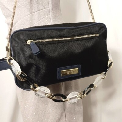 Versace Black Travel Pouch Crossbody Parfum Bag Designer Boxy CHAINS Artsy Sz M