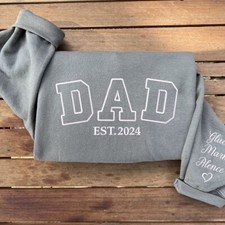 Custom Dad with Year and Childrens name Embroidered Sweatshirt/Hoodie