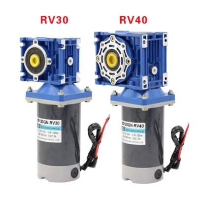 200W 12v 24v DC Worm Gear Reducer Motor RV30 DC Gearmotor RV30 Self-Gearing New