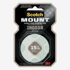 Scotch INDOOR White MOUNTING TAPE Double-Sided Holds 10 lbs 1" x 50" L 214H