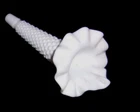 Vtg Fenton White Milk Glass Hobnail Ruffled Trumpet Horn For Epergne 6"