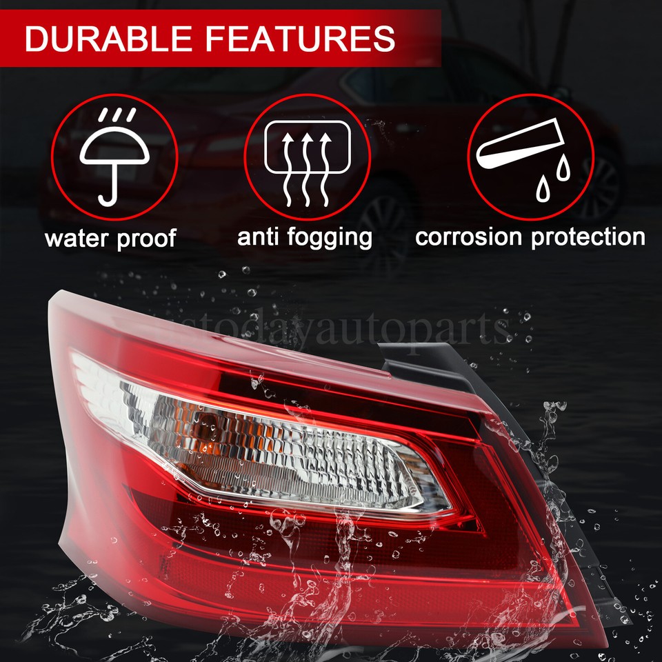 Right Passenger Side Outer Tail Lamp For 2016-2018 Nissan Altima - Red Lens, Halogen-747889