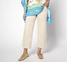 Belle Kim Gravel Tall TripleLuxe Twill Wide Leg Cropped Pants Sand Bar Size 10