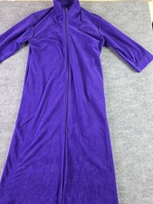 Vintage Vanity Fair Robe Velour House Coat Size Small Full Zip Purple Nightgown