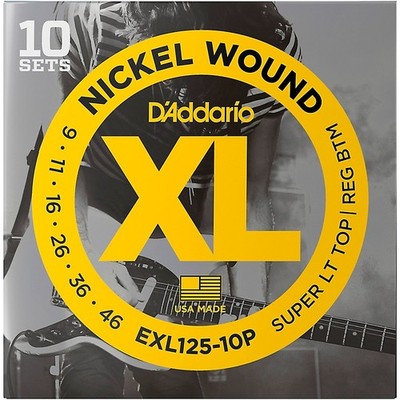 D'Addario EXL125 Super Light TopRegular Bottom Electric Guitar Strings 10Pack