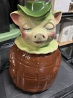 RARE Shawnee Pottery Chocolate Bankhead Winnie Pig Piggy Bank with old pennys