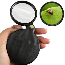 1pcs 10x Pocket Magnifying Glass, Hand Folding Glass with Black