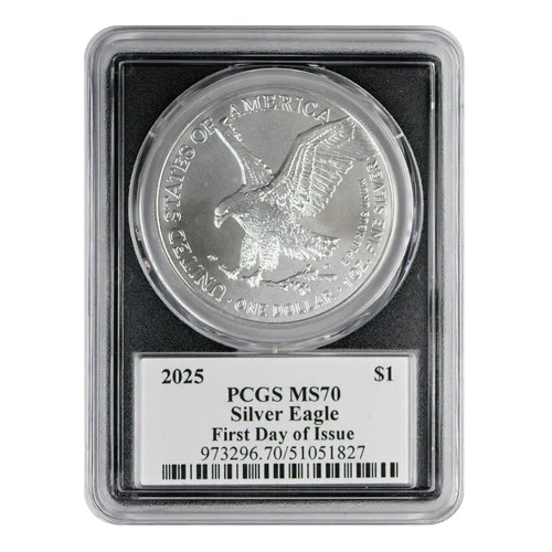 2025 American Silver Eagle PCGS MS-70 FDOI Emily Damstra Signed