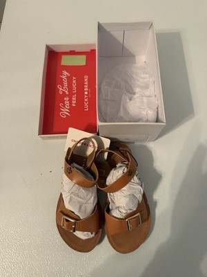 Lucky Brand Girls Brown Strappy Buckle Ankle Strap Open Toe Sandals 10.5