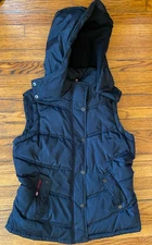 Canada Weather Gear  Puffer Vest Womens Medium Black Hooded Missing Fur Trim