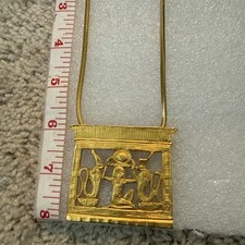 Vintage MMA 1976 Egyptian Revival Pendant GF Necklace Gold Filled Falcons Horus