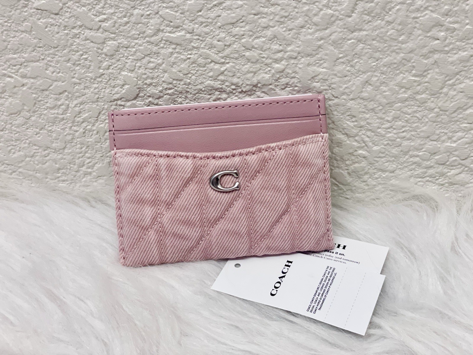 NWT Coach Essential Denim Card Case in Quilting CBF61 LH/BALLERINA