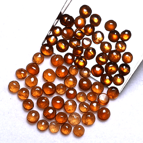 Lote 70 Piezas Piedras Preciosas Cabujón Redondas Granate Hessonita Natural Sin Tratar 4mm-6mm - Imagen 4 de 11