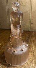 1930s Art Deco Peach Satin Glass Nude Lady Ring Holder Czech (Cracked Base)