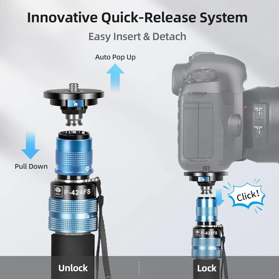 Sirui P-424FS Carbon Fiber Camera Monopod Kit, 66.3" with VA-5 Fluid Video Head - Image 2 of 4
