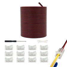 10mm Cob LED Strip Light Connectors, 2 Pin, 6M Wire, 5050 LED, 12/24V Solderless