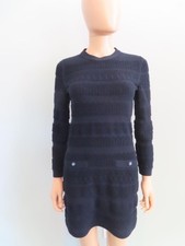 CHANEL Navy Textured & Ribbed Knit Sweater Dress F 38/US 6