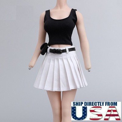 1/6 Tank Top Pleated Skirt Belt Bag Set For 12'' PHICEN Hot Toys Female Figure
