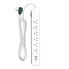 Go Green Power Inc. 6-ft Cord Surge Protector with 6 Outlets, USB-A and USB-C...