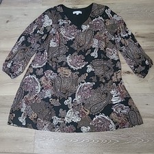 Emma & Michele Black Paisley  Long Sleeve  Dress Size 2 X