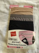 NEW Hanes Period Panty Bikini Light Leak Protection Underwear 3 Pair Size Xlarge