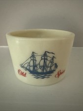 Vintage Old Spice Shaving Mug 1961-1964 Shulton Milk Glass Smooth Rim Ship Decal
