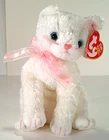Vintage Ty White Kitty Cat Beanie Baby FANCY Blue Eyes Pink Bow Nose Whiskers