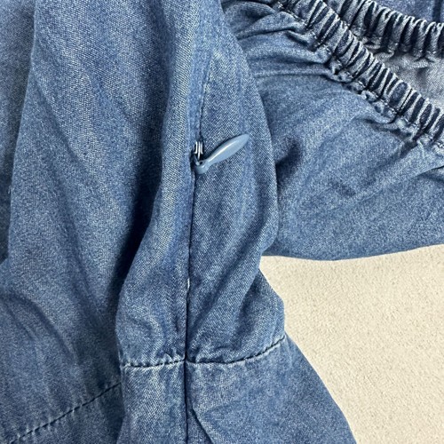 Forever 21 Plus Denim Dress 2X Puff Sleeve Smocked Back Casual Feminine Blue - Picture 5 of 5