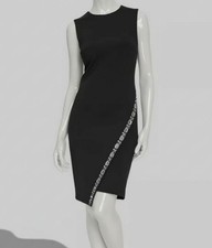 Tommy Hilfiger Women's Black Sleeveless Gem-Trim Asymmetric Sheath Dress Size 8